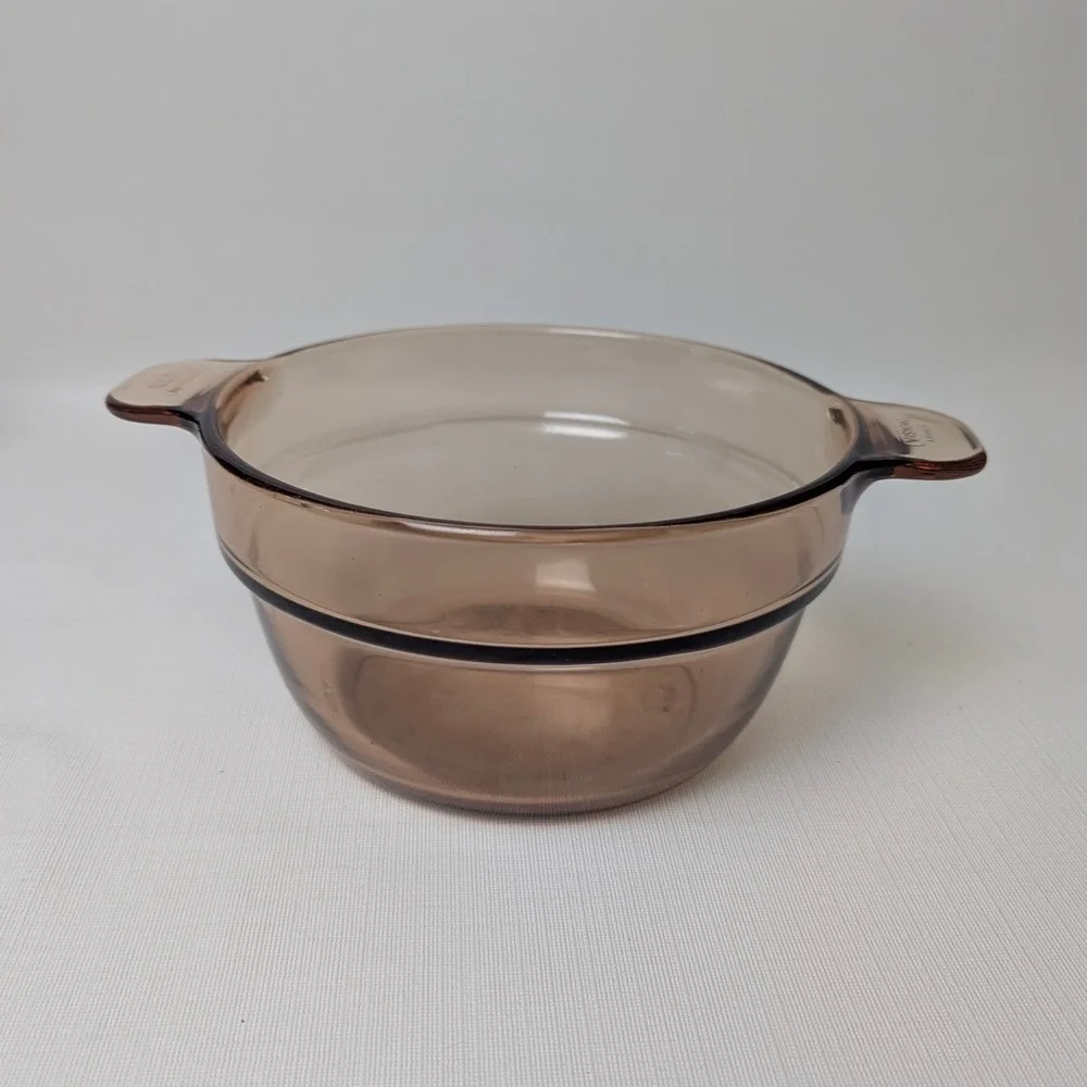 Corning Visions Amber Glass Double Boiler Set 1.5L Saucepan Steamer Lid France